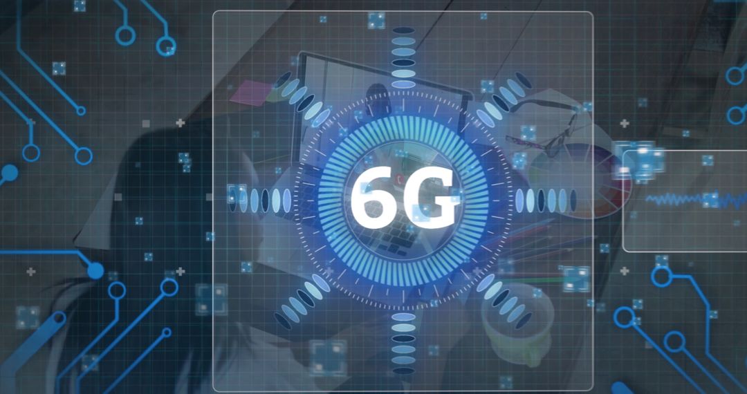 Futuristic 6G Technology Concept in Modern Office Setting