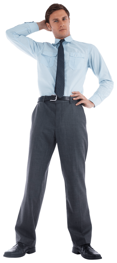 Thinking Businessman in Formal Wear on Transparent Background