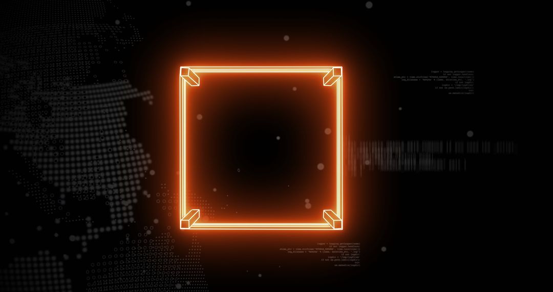 Neon Frame with Futuristic Digital Globe and Code