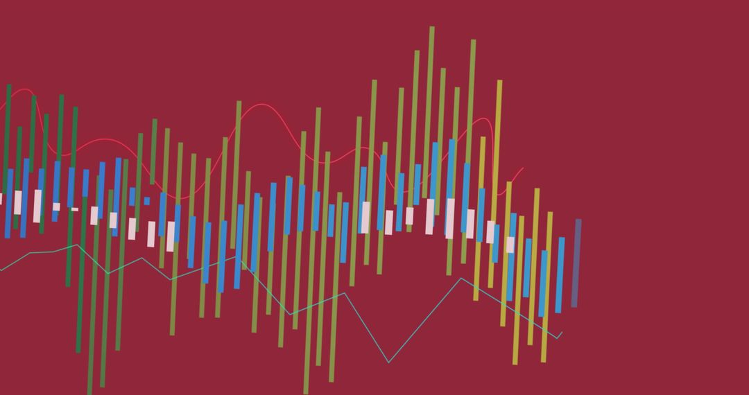 Abstract Colorful Bar Graph on Red Background