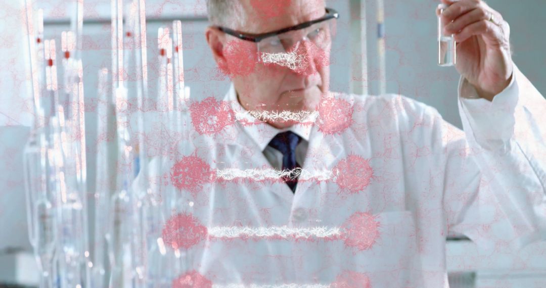 Senior Scientist Analyzing Solution with Modern Lab Equipment