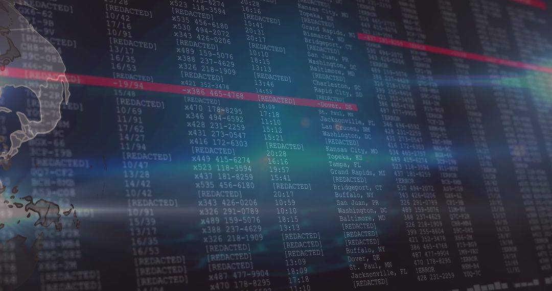 Futuristic Digital Data Stream on Computer Screen