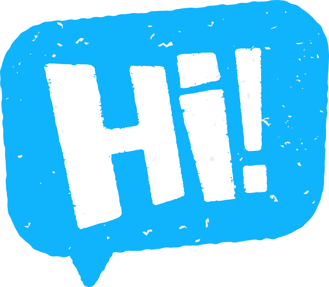Grunge Hi! Speech Bubble on Transparent Background
