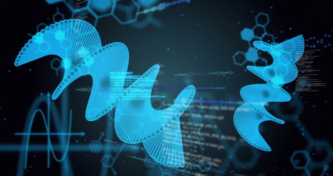 Abstract DNA Strands and Digital Data Background