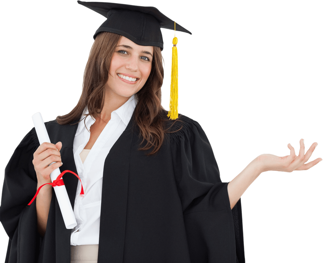 Happy Graduate Celebrating Achievement in Transparent Background