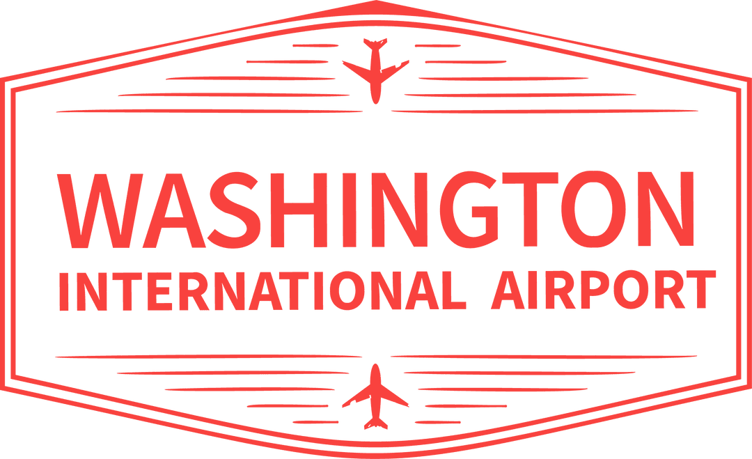 Washington International Airport Red Transparent Emblem with Plane Icons