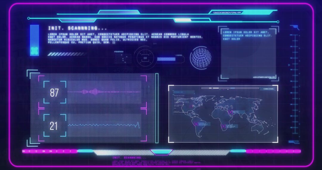 Futuristic Data Scanning Interface with Cyber Elements
