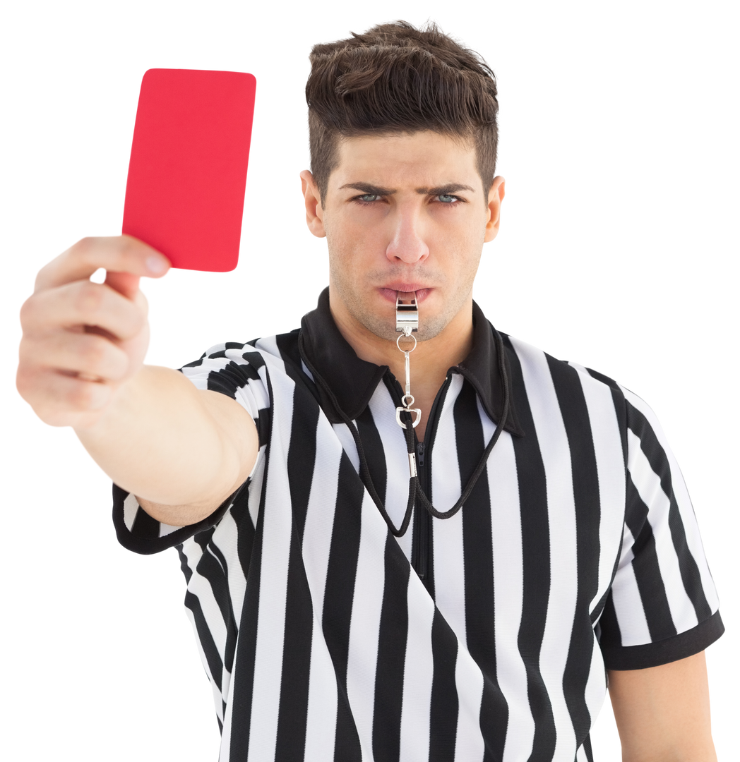 Transparent Football Referee Holding Red Card and Blowing Whistle - Download Free Stock Images Pikwizard.com