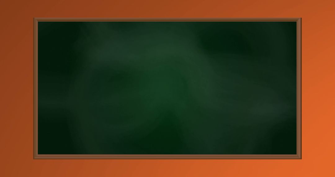 Empty Green Chalkboard with Orange Border Background