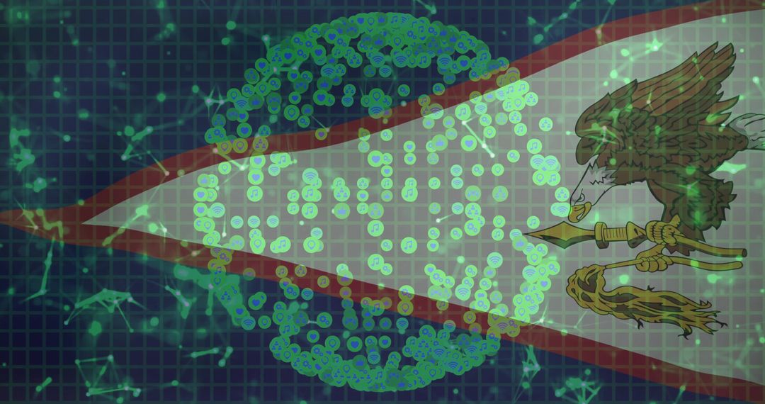 Futuristic Network Globe with Digital Eagle Emblem Details