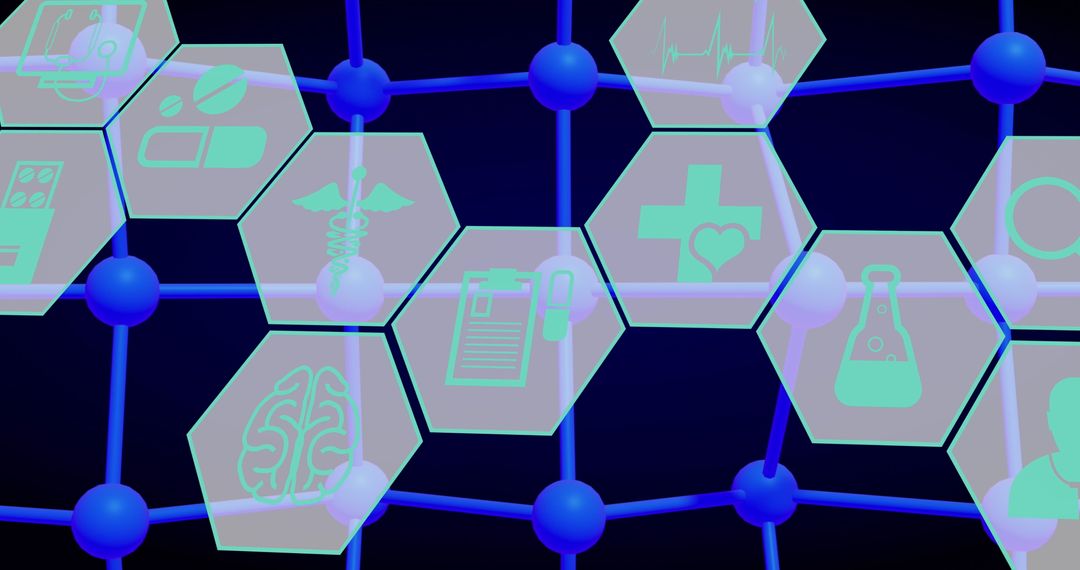 Medical Icons on Digital Grid Interface