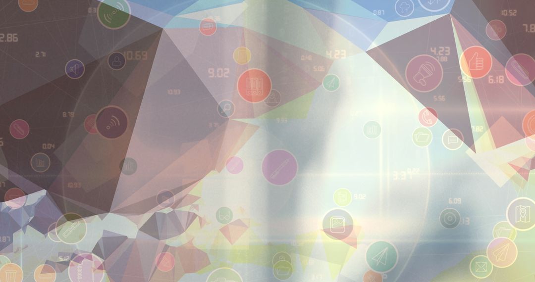 Futuristic Digital Network Overlay with Abstract Geometric Shapes