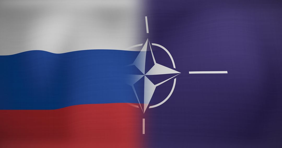 Russia and NATO Flags Blending Together