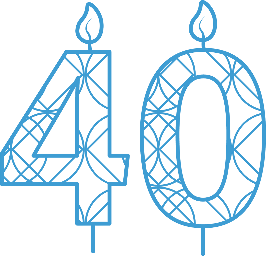 Blue Transparent 40th Birthday Candles Illustration on Transparent Background