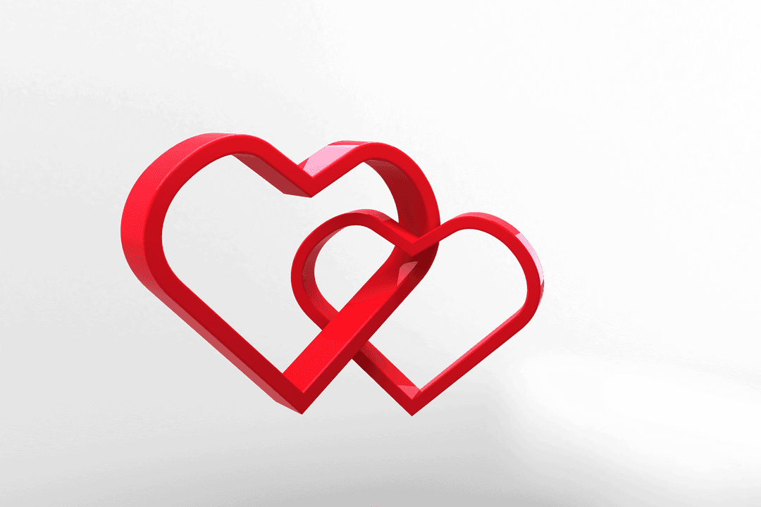 Digital Red Heart Shapes on Transparent Background for Valentine's Design