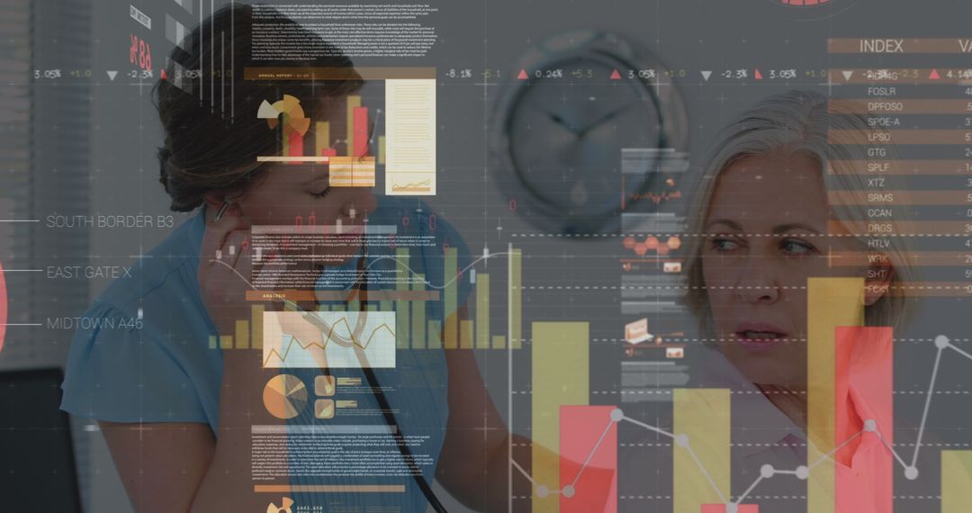 Nurse Engaging with Patient amidst Data Overlay in Medical Environment