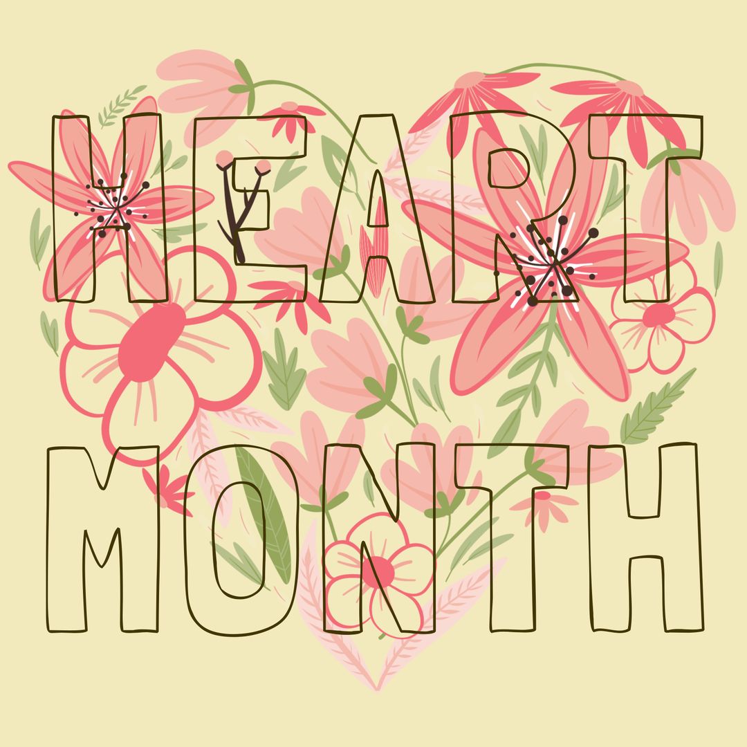 Floral Heart Month Design Celebrating Health and Love
