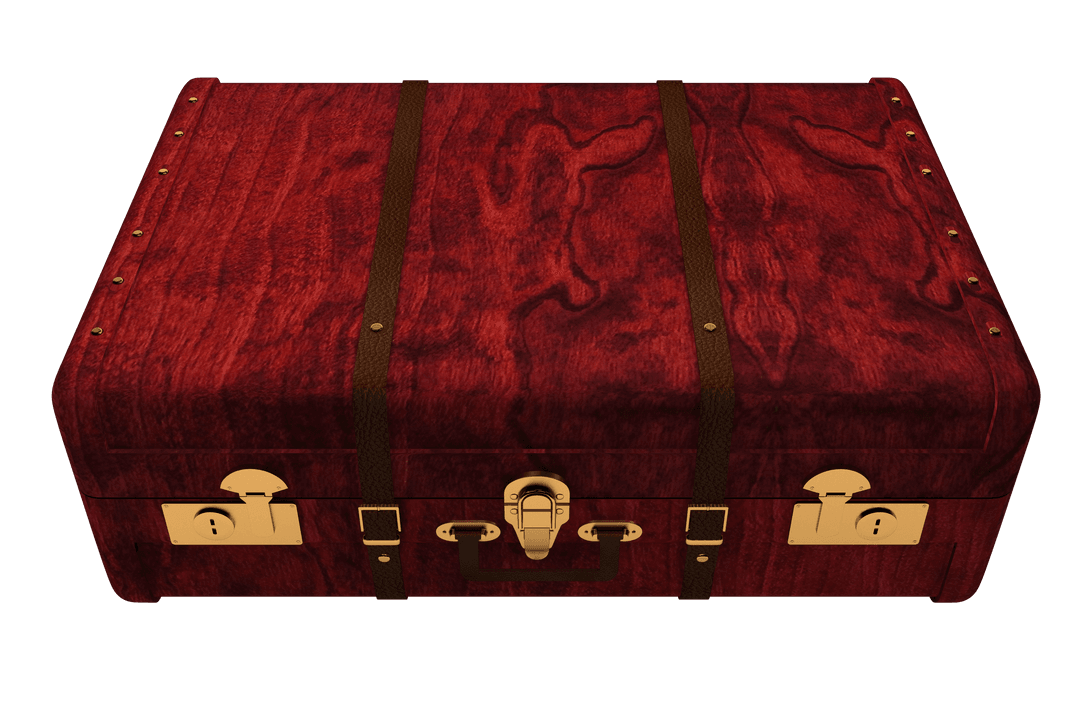 Vintage Wooden Suitcase on Transparent Background