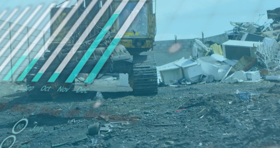 Graphical Overlay on Industrial Junkyard with Machinery