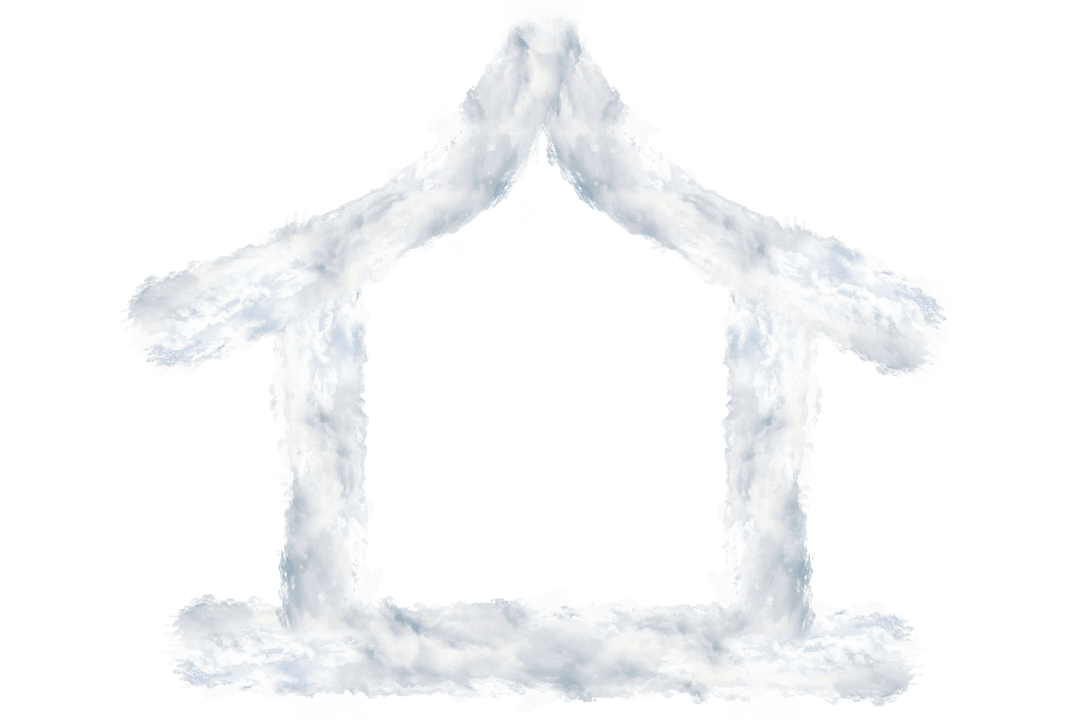 Cloud House Silhouette on Transparent Background