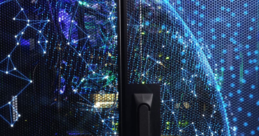 Futuristic Global Tech and Digital Interface in Server Room