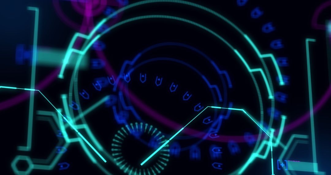 Futuristic Digital Interface with Neon Elements