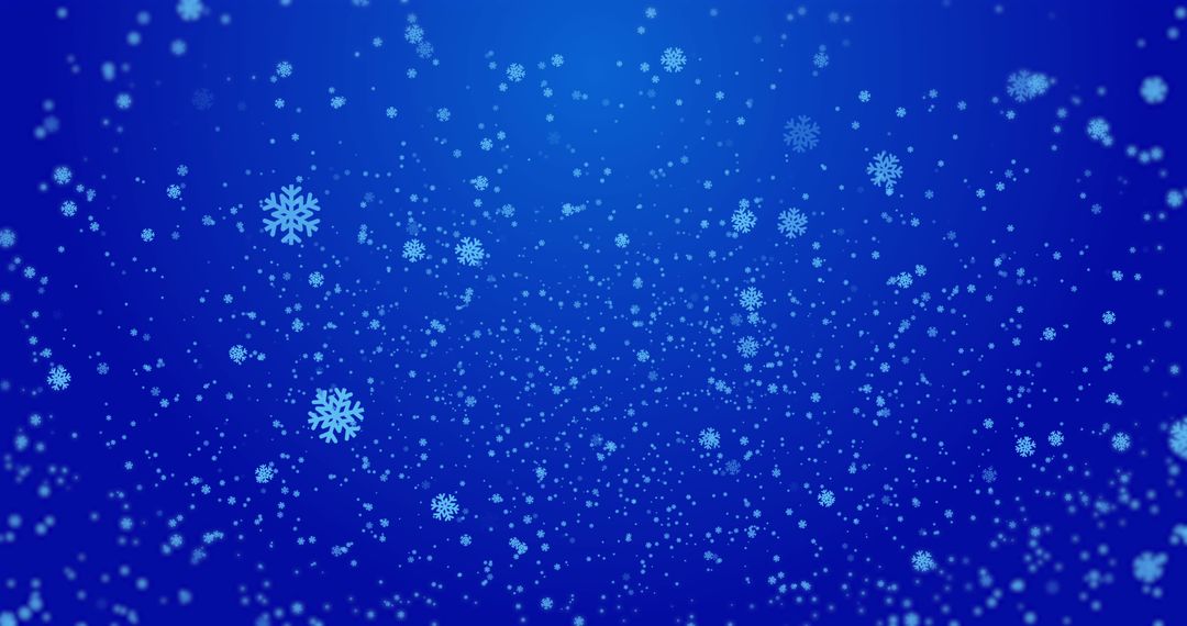 Winter Snowflakes Falling on Blue Background
