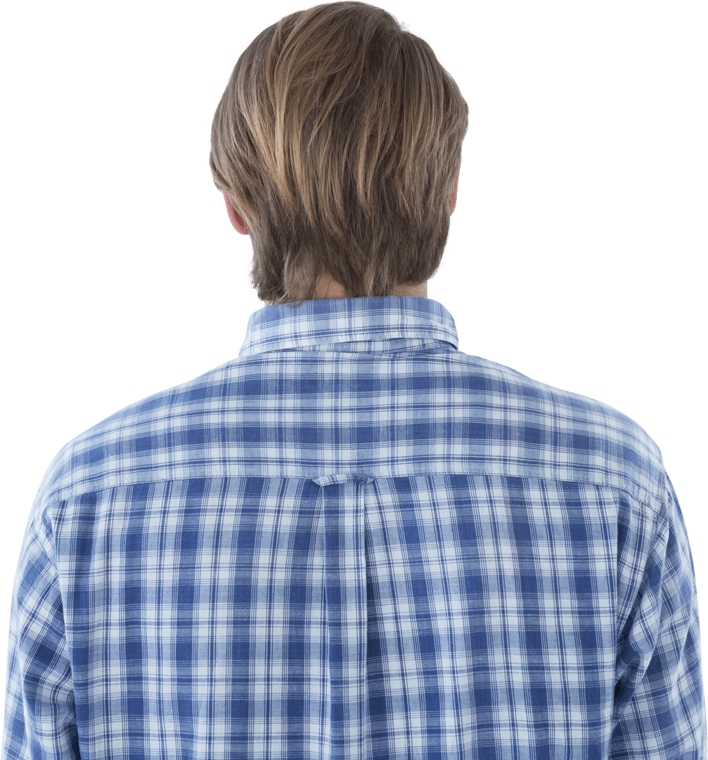 Transparent View from Behind Man in Checked Shirt