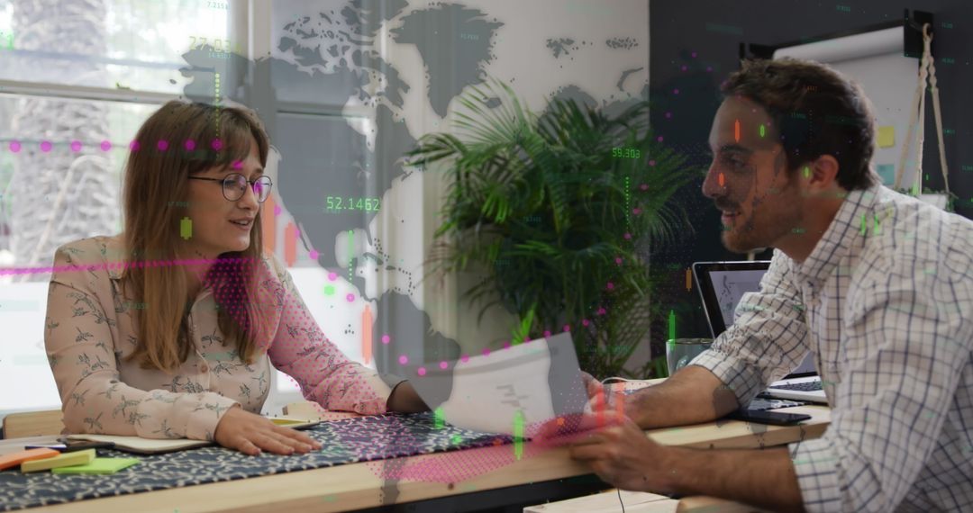 Global Business Innovation Meeting Overlaid with Technology Interface