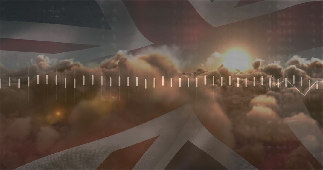 UK Flag Overlaid on Digital Data Processing Scene