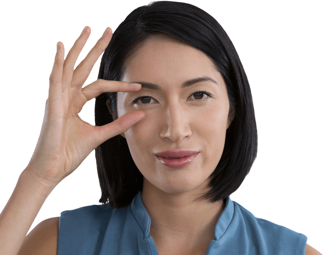 Transparent Background of Woman Holding Invisible Object Effortlessly