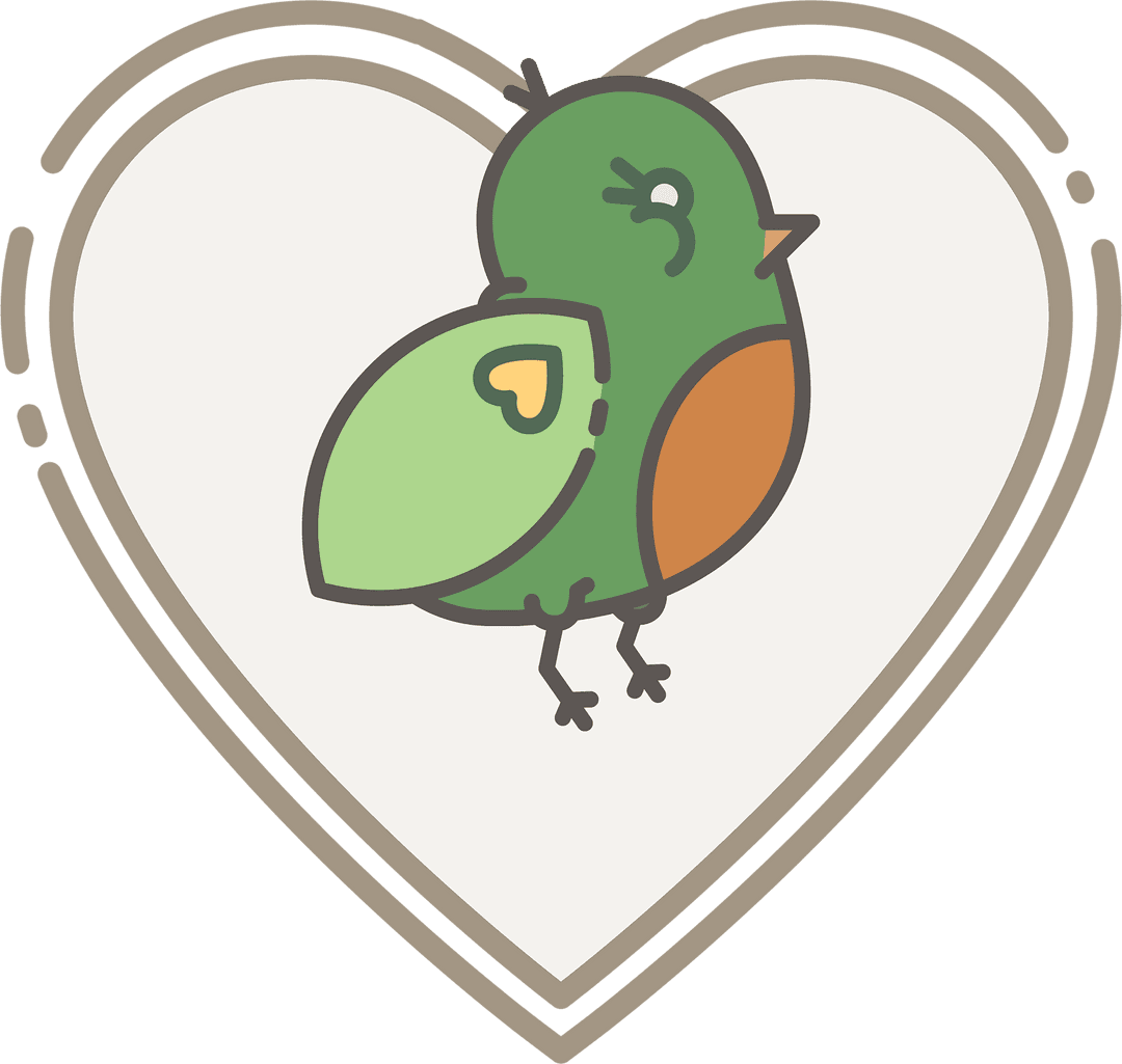 Charming Bird Icon Inside Heart on Transparent Background