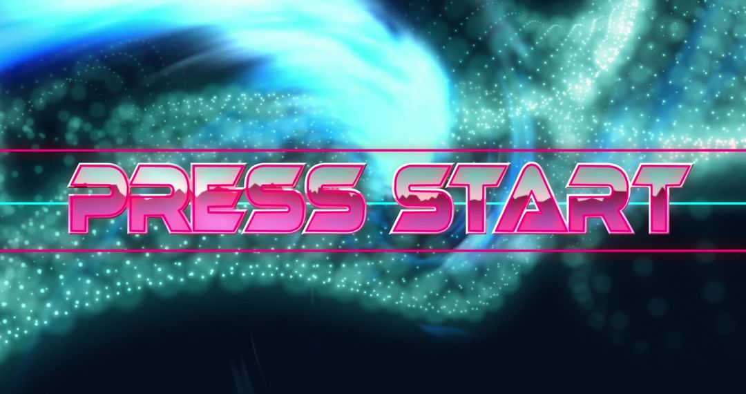 Retro Futuristic 'Press Start' Text Neon Glow
