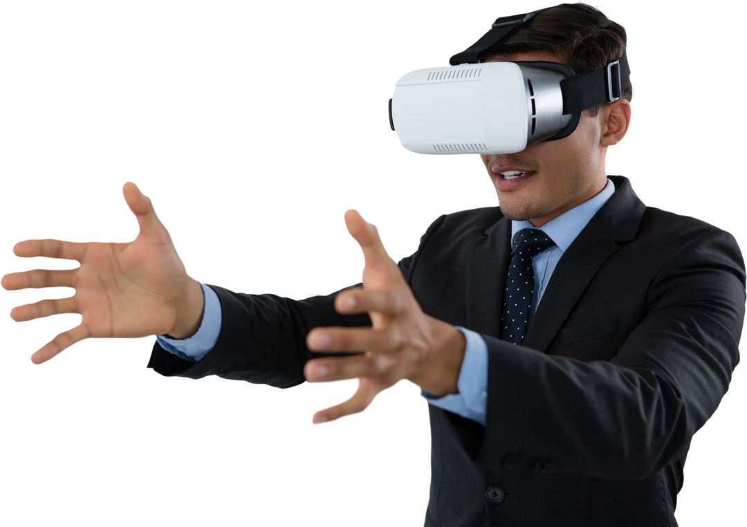 Transparent Businessman Experiencing Virtual Reality with Headset - Download Free Stock Images Pikwizard.com