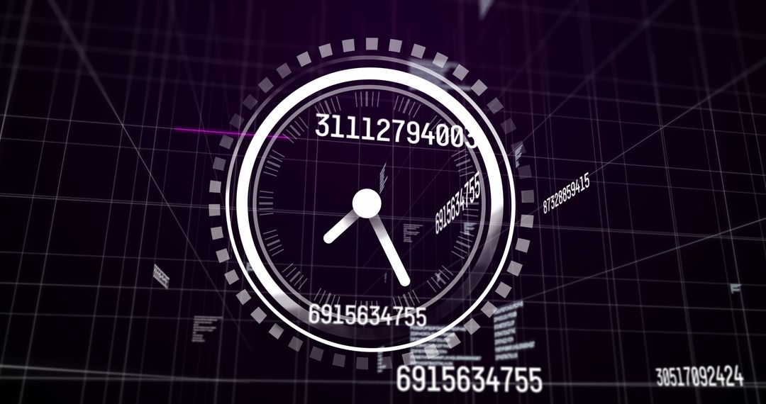 Digital Countdown with Moving Numbers on Black Background