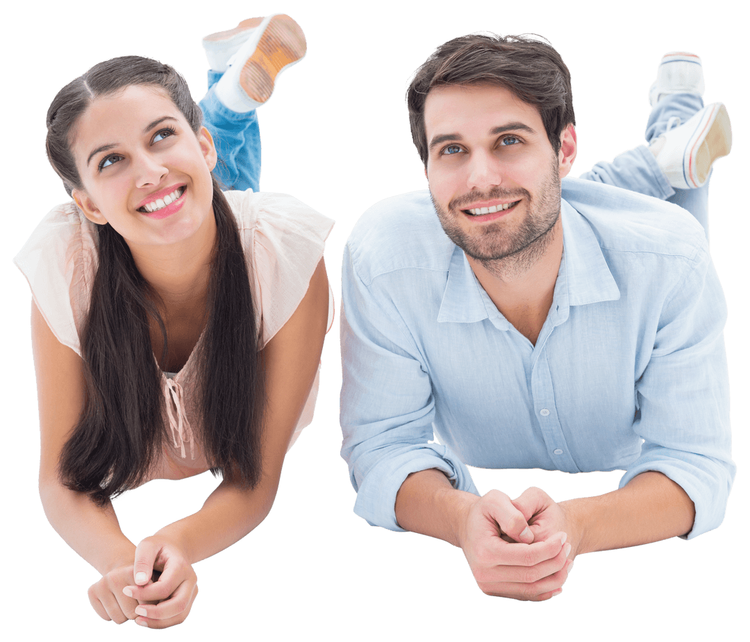 Transparent Couple Smiling and Relaxing Together