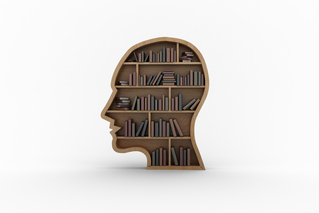 Transparent Head Shape Bookshelf Filled with Books Design - Download Free Stock Images Pikwizard.com