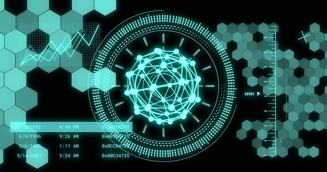 Futuristic Data Interface with Digital Globe Connections