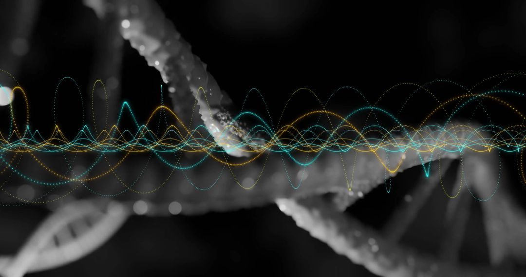 DNA Strand with Digital Processing Visual Overlay