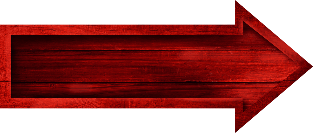 Transparent Wooden Arrow Signboard Close-Up With Red Texture