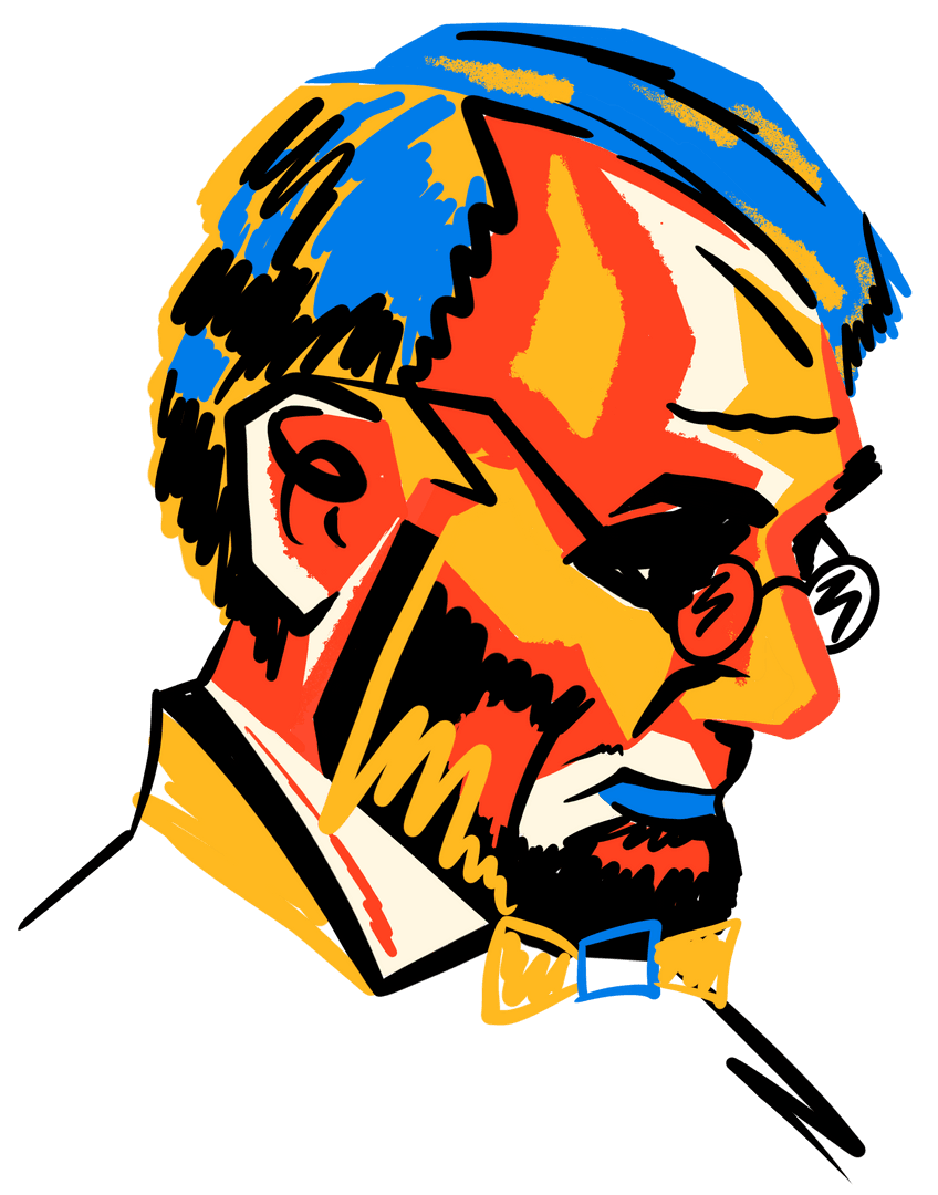 Abstract Illustration of Lincoln in Vibrant Colors Transparent Background