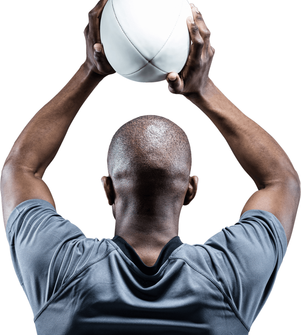 Transparent View of Athlete Throwing Rugby Ball