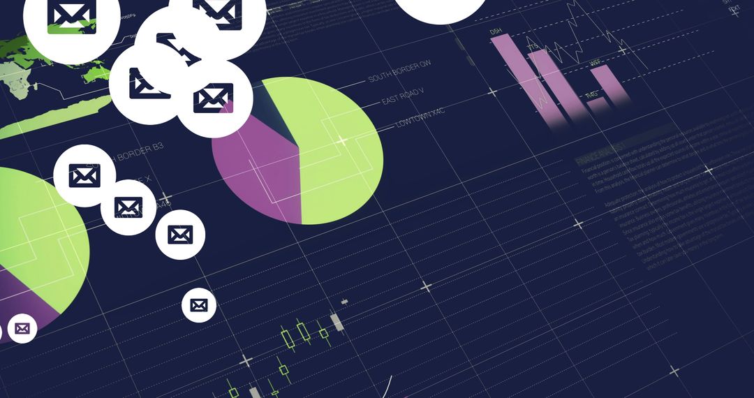 Email Notifications Over Financial Data Charts and Graphs