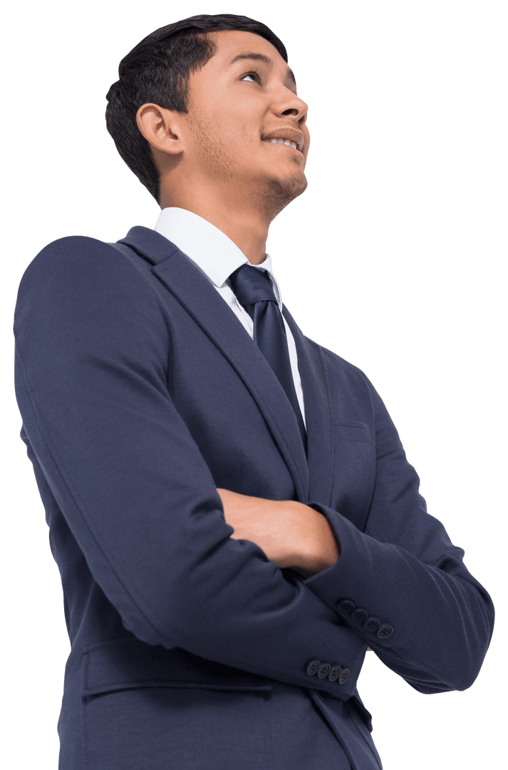 Confident Transparent Businessman Smiling with Arms Crossed