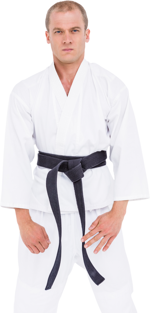 Stoic Martial Artist Standing in White Gi, Isolated Transparent - Download Free Stock Images Pikwizard.com