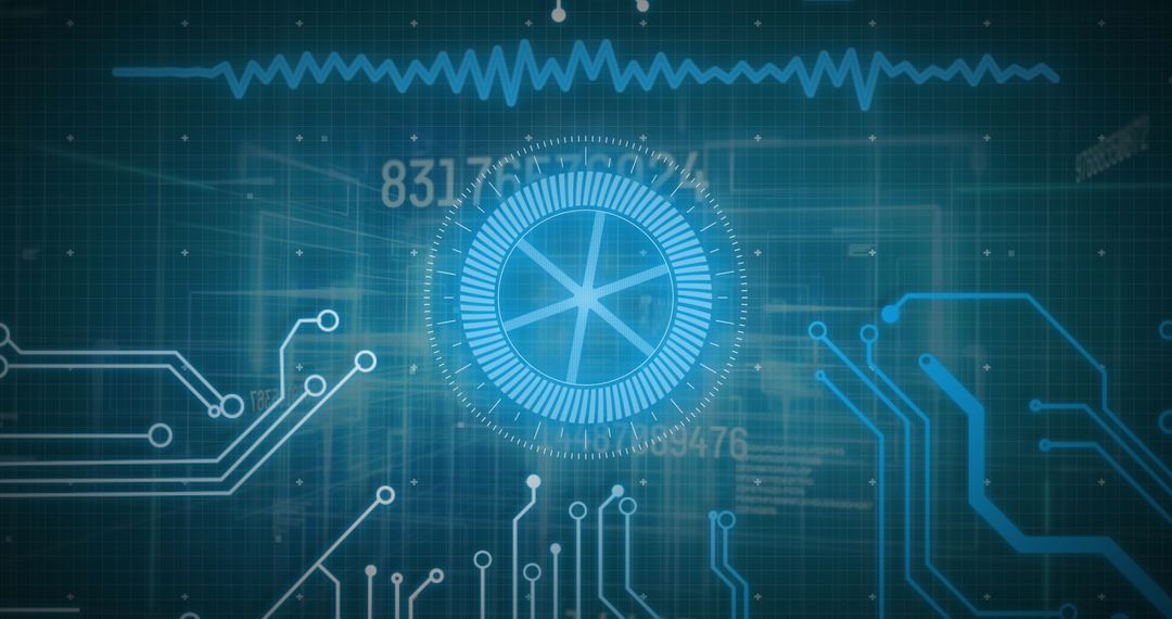 Futuristic Digital Interface with Data Processing and Circuit Patterns - Free Images, Stock Photos and Pictures on Pikwizard.com