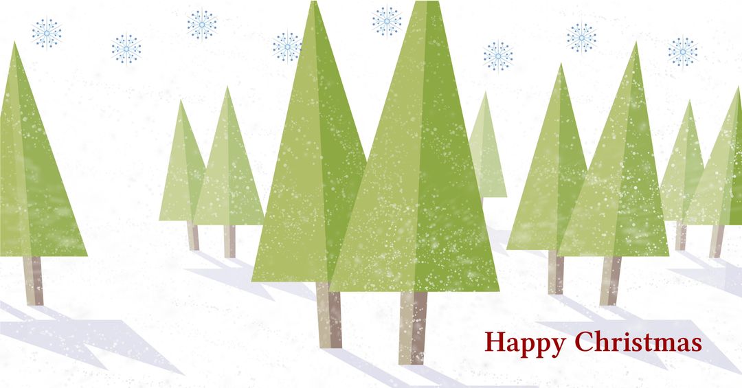 Festive Christmas Trees in Snowy Holiday Scene