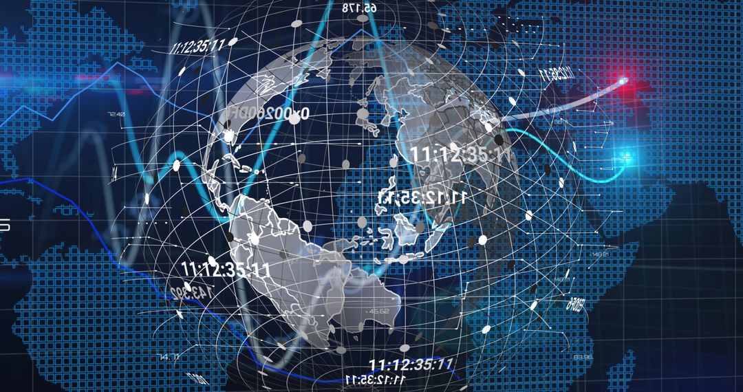 Futuristic Global Data Interface with Network Graphics