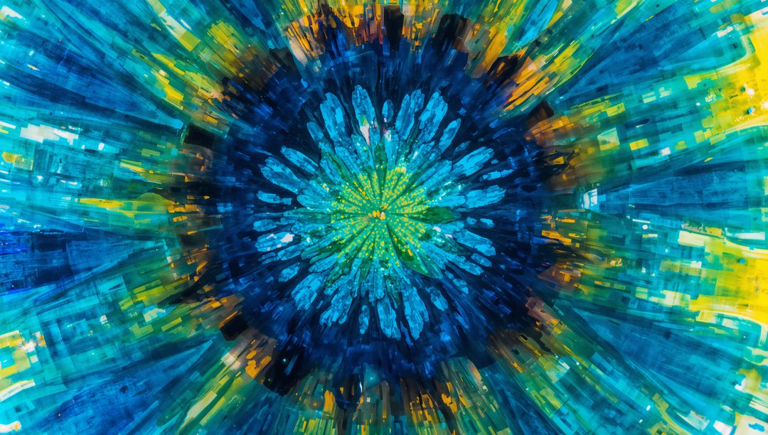 Dynamic Radial Burst in Blue with Vibrant Accents