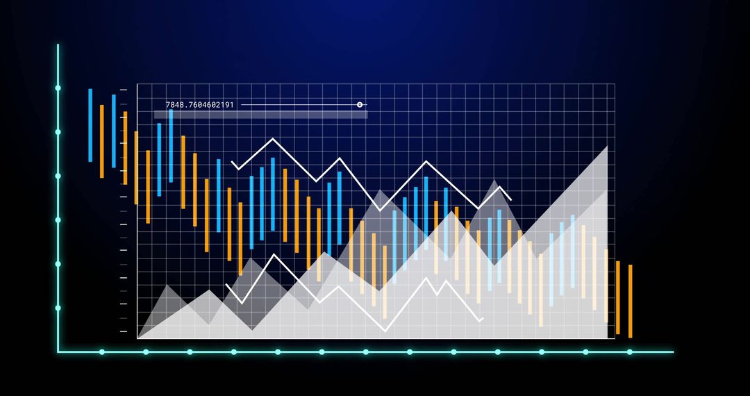 Dynamic Multi Series Chart with Blue and Orange Bars on Dark Background
